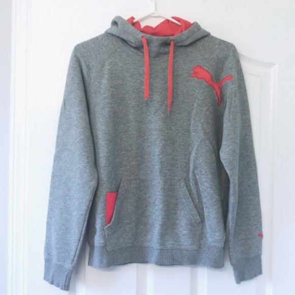 LIKE NEW Puma Hoodie Sweater Grey Hoodie Pink - Picture 2 of 5